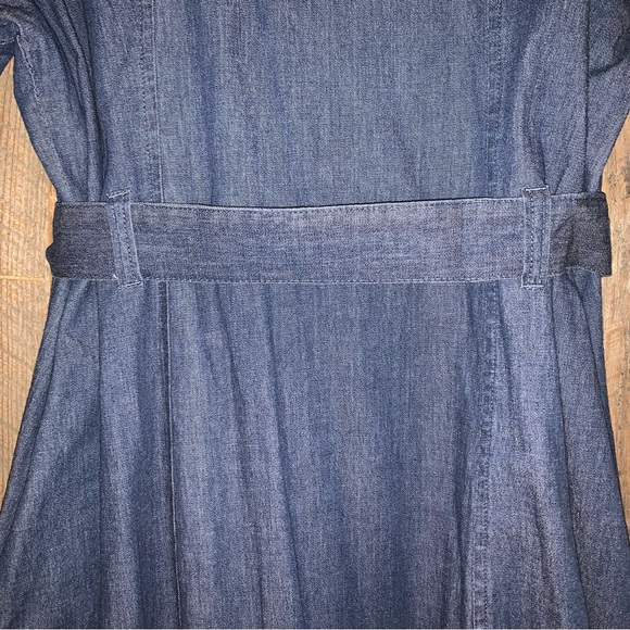 Women’s 16 BROOKE SHIELDS Denim Dress Full Button Belted Pockets Collared EXC - Picture 9 of 16